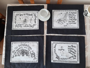 Naïve-style Scripture on cotton sold per meter