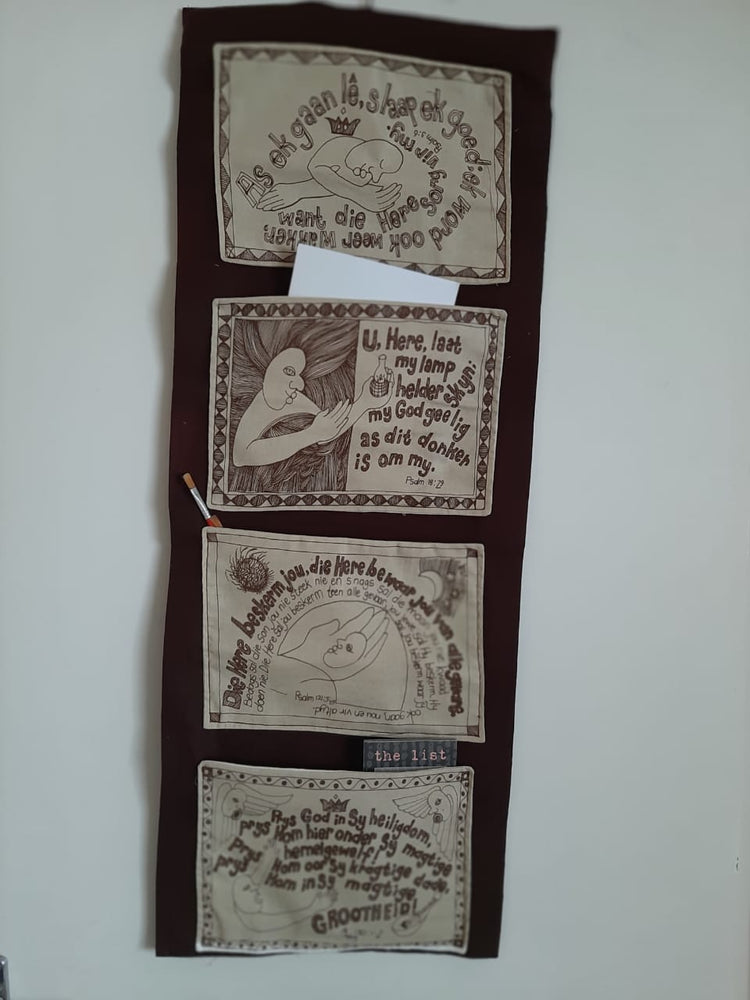 Naïve-style Scripture on cotton sold per meter