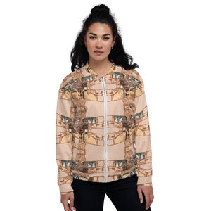 PD Donkey cart with drawings sand colour - Unisex Bomber Jacket