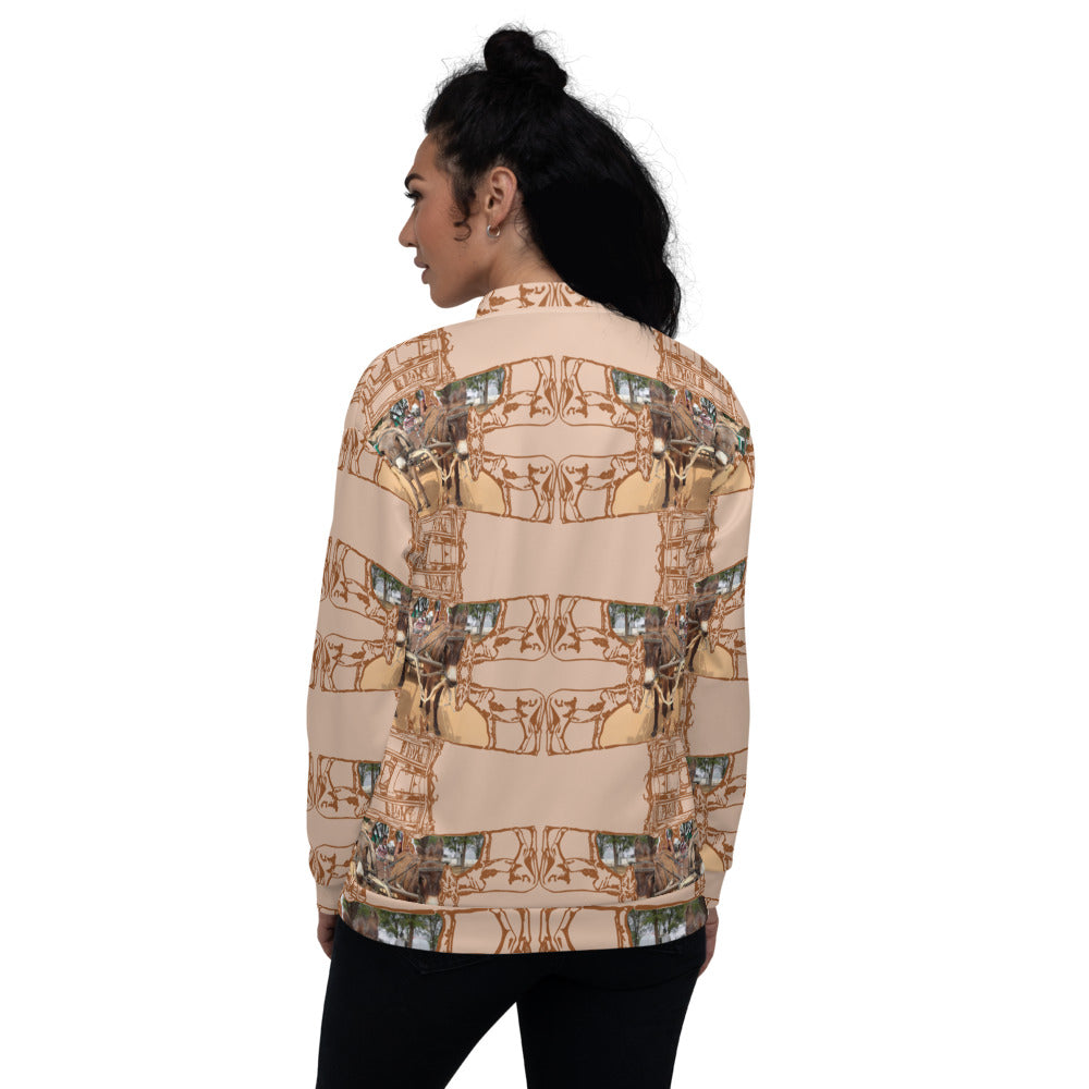 PD Donkey cart with drawings sand colour - Unisex Bomber Jacket