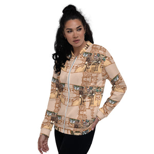 PD Donkey cart with drawings sand colour - Unisex Bomber Jacket