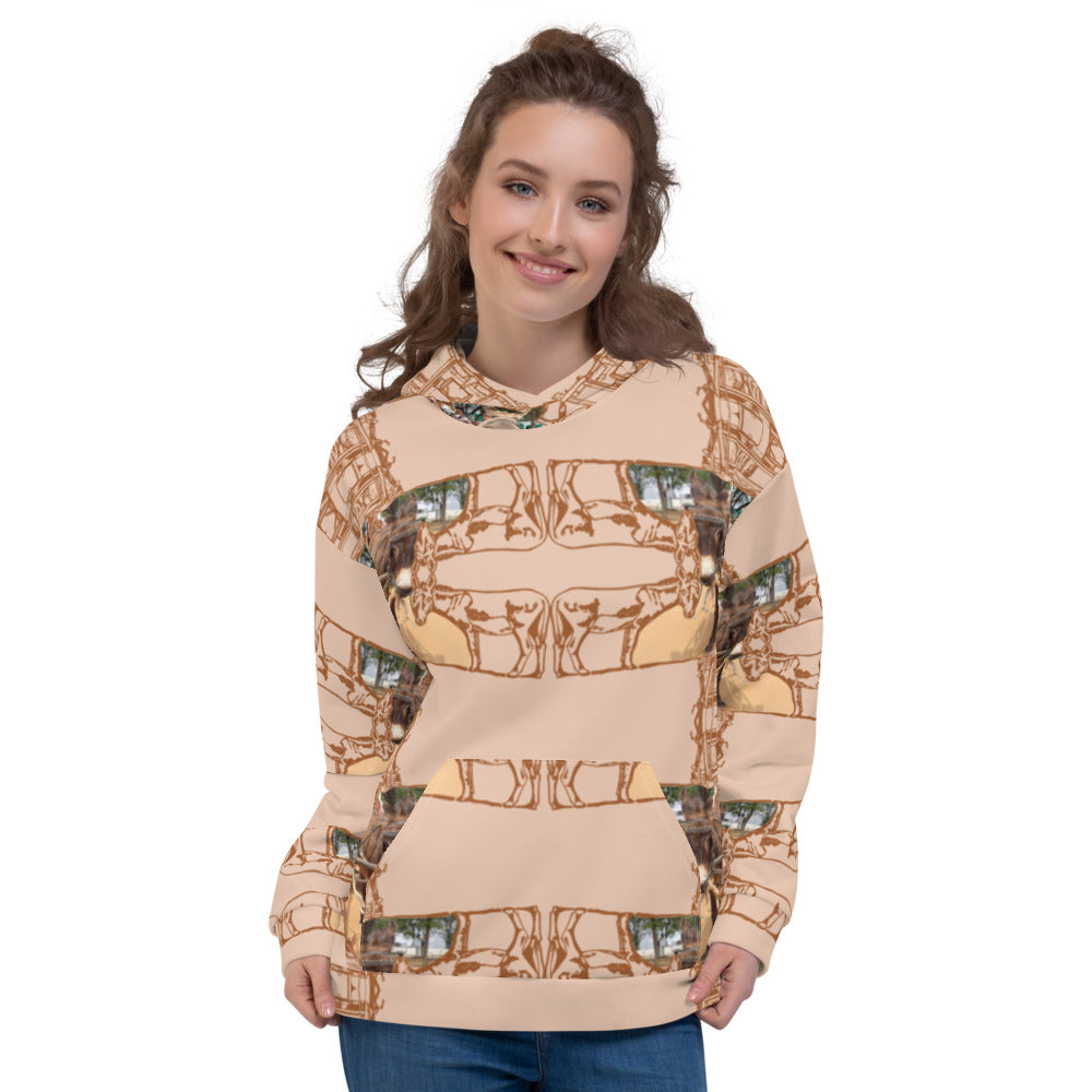 PD Donkey cart with drawings sand colour - Unisex Hoodie