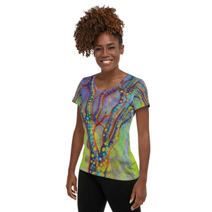 Kalahari Splash A - All-Over Print Women's Athletic T-shirt