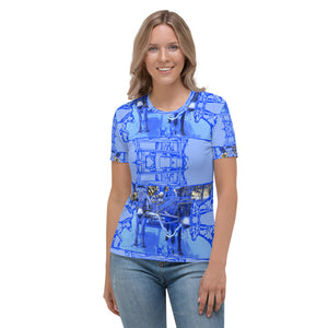 PD Donkey cart with drawings bright blue - Women's T-shirt