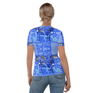 PD Donkey cart with drawings bright blue - Women's T-shirt