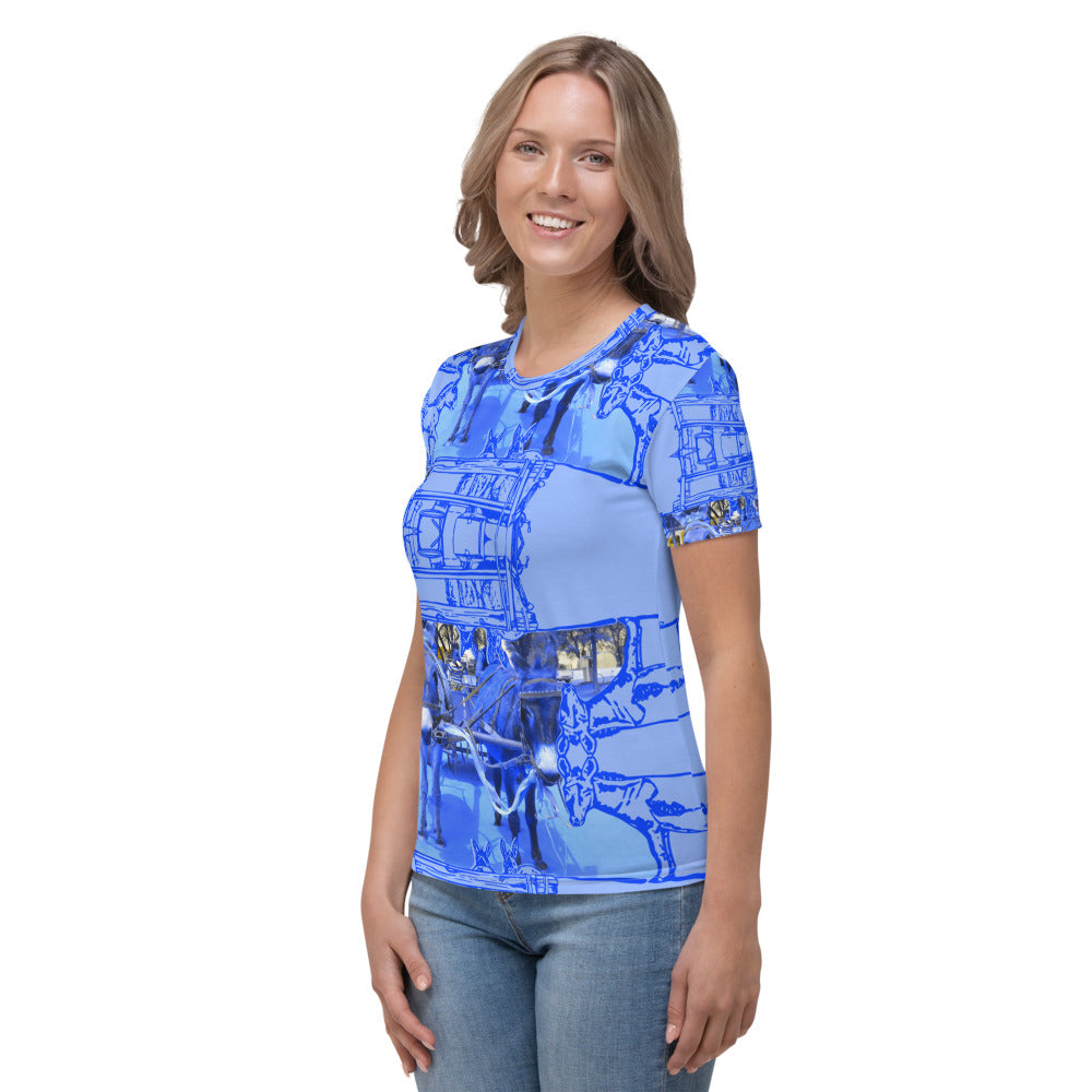 PD Donkey cart with drawings bright blue - Women's T-shirt