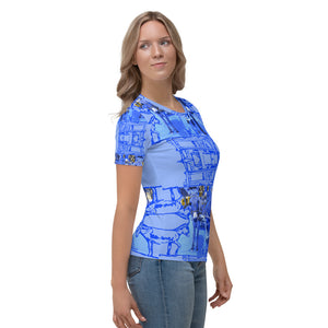 PD Donkey cart with drawings bright blue - Women's T-shirt