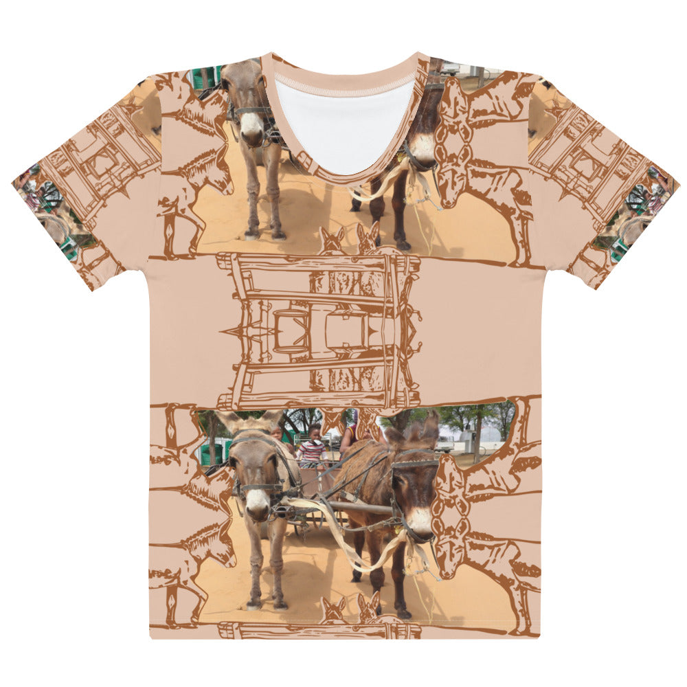 PD Donkey cart with drawings sand colour - Women's T-shirt